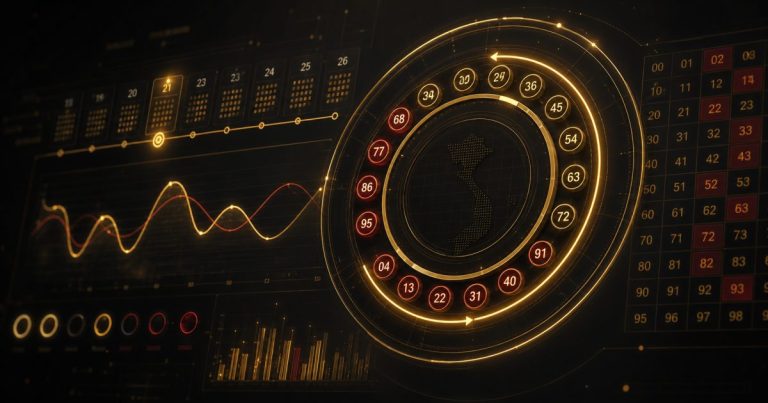 Biểu đồ chu kỳ lô tô dạng vòng thời gian trên nền dashboard dữ liệu